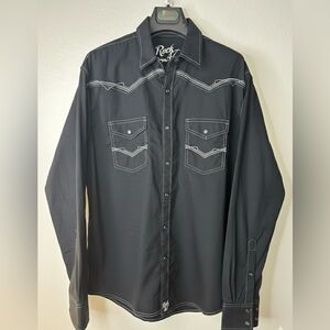 Wrangler Rock 47 Black Pearl Snap Western Shirt | Men’s XL Excellent Condition